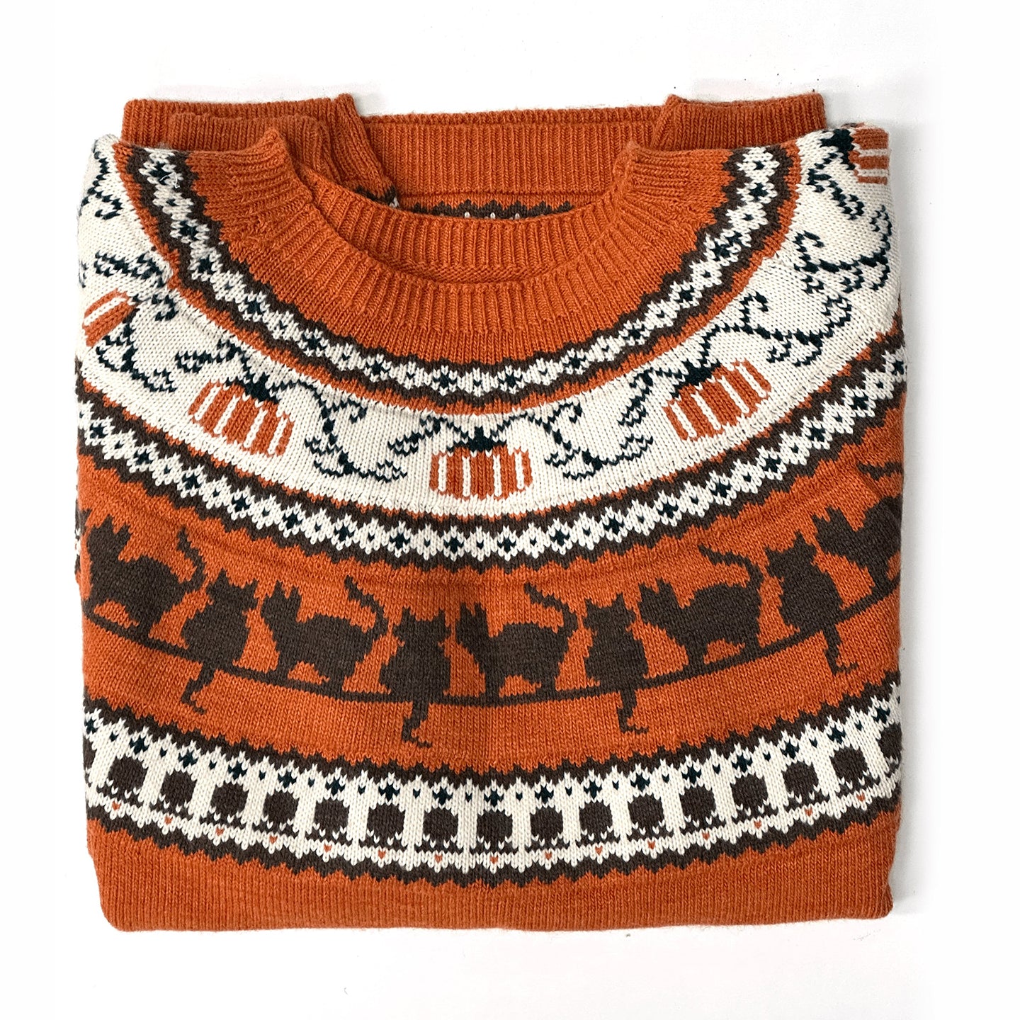Fall Black Cat Pumpkin Halloween Printed Women's Sweater elevenforest