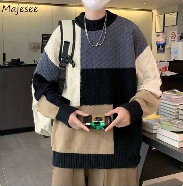 LD Gebreide jacquard trui met patchwork