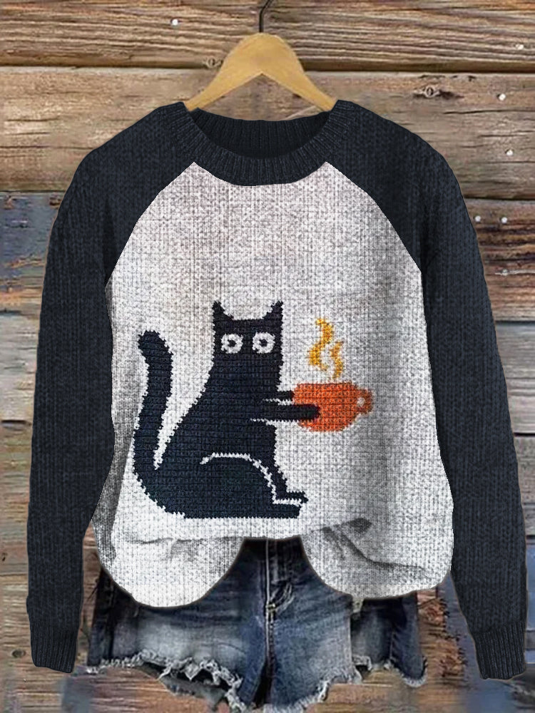Teacup Cat Knit Cozy Sweater elevenforest