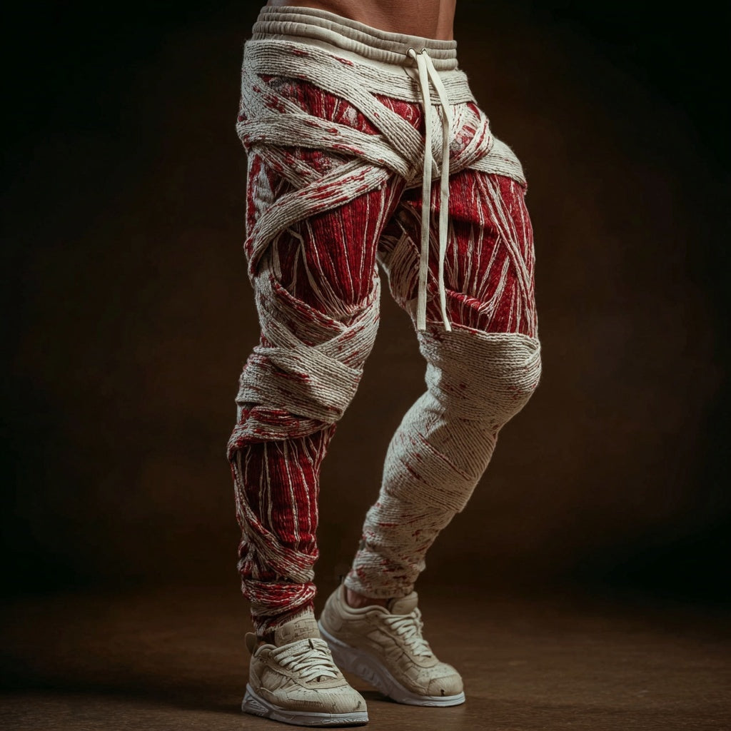Men's Vintage Muscle Anatomy Bandage Art Knit Sweatpants artswardrobe