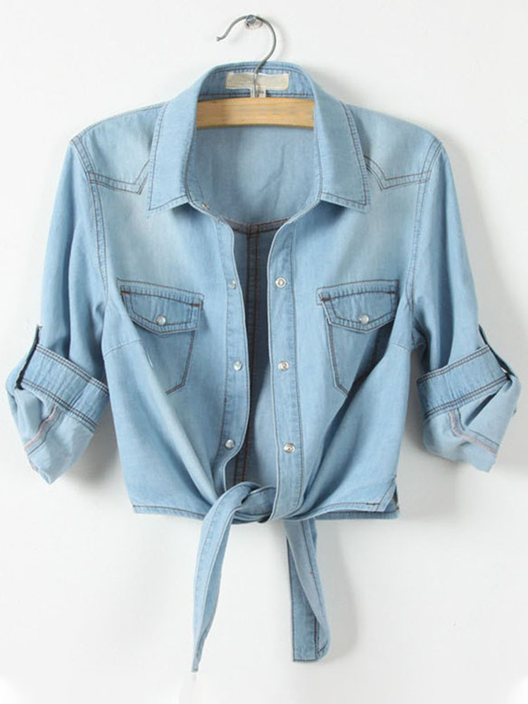 Basic Light Blue Denim Shirt elevenforest