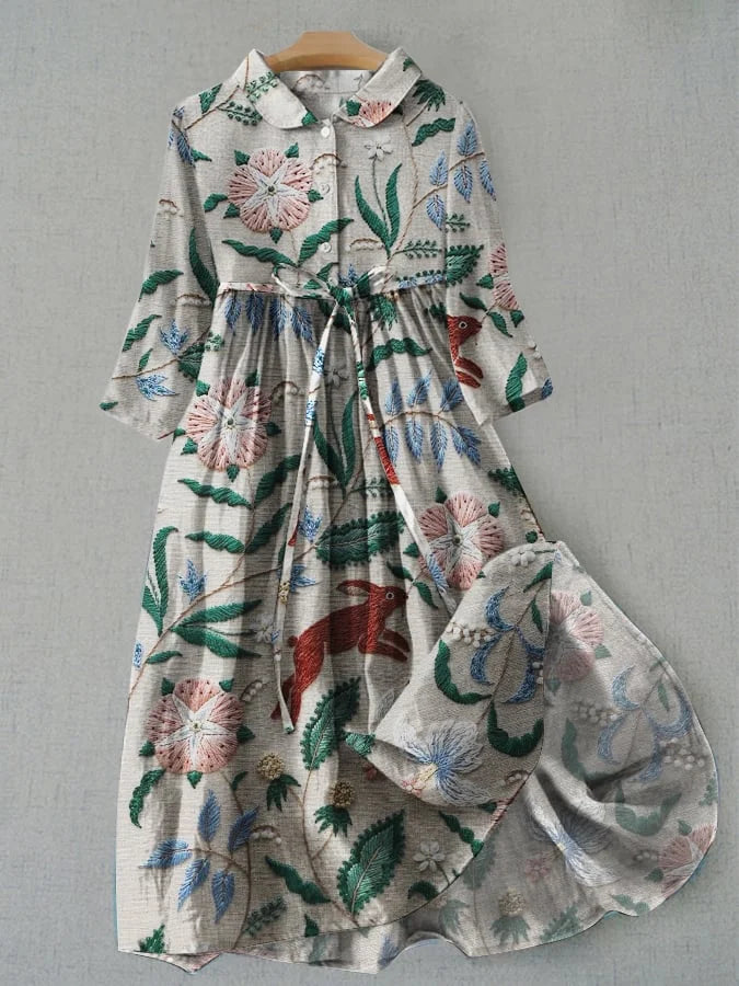 LD | Bloemen maxi jurk met knopen