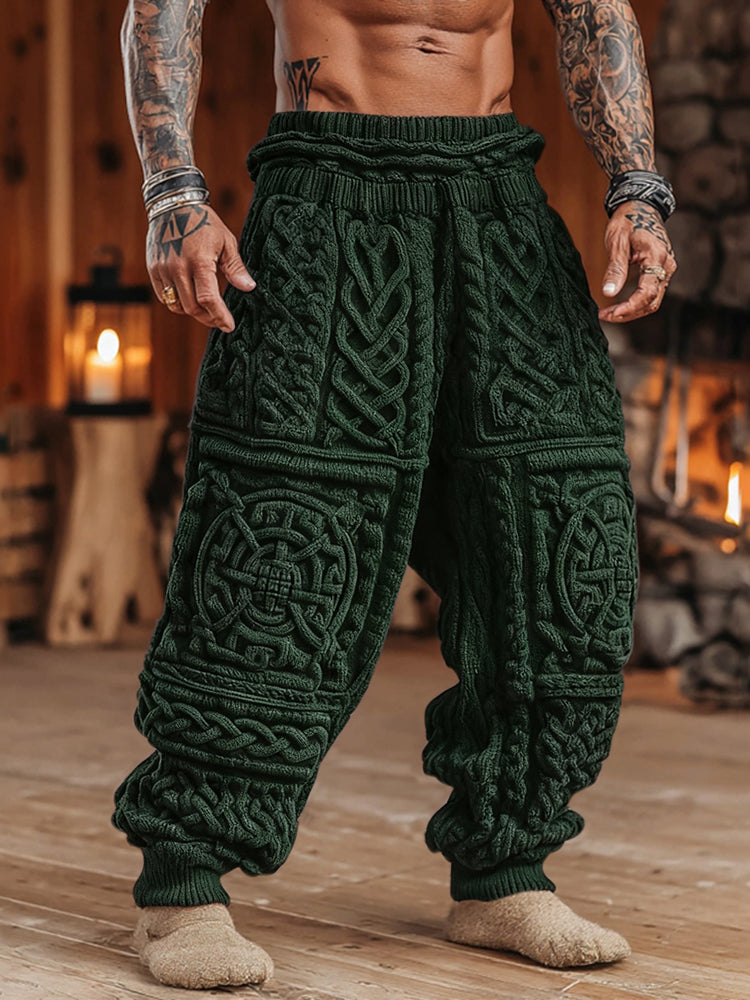 Men's Viking Tribal Celtic Pattern Art Cozy Knit Pants artswardrobe