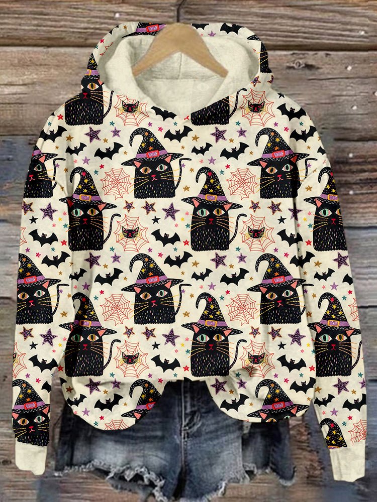 Whimsical Halloween Black Cats Comfy Hoodie elevenforest