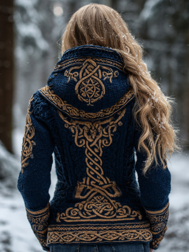Women's Viking Gold Celtic Knot Casual Hoodie Sweater artswardrobe