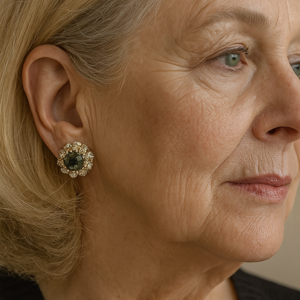 Bright Green Round Vintage Earrings