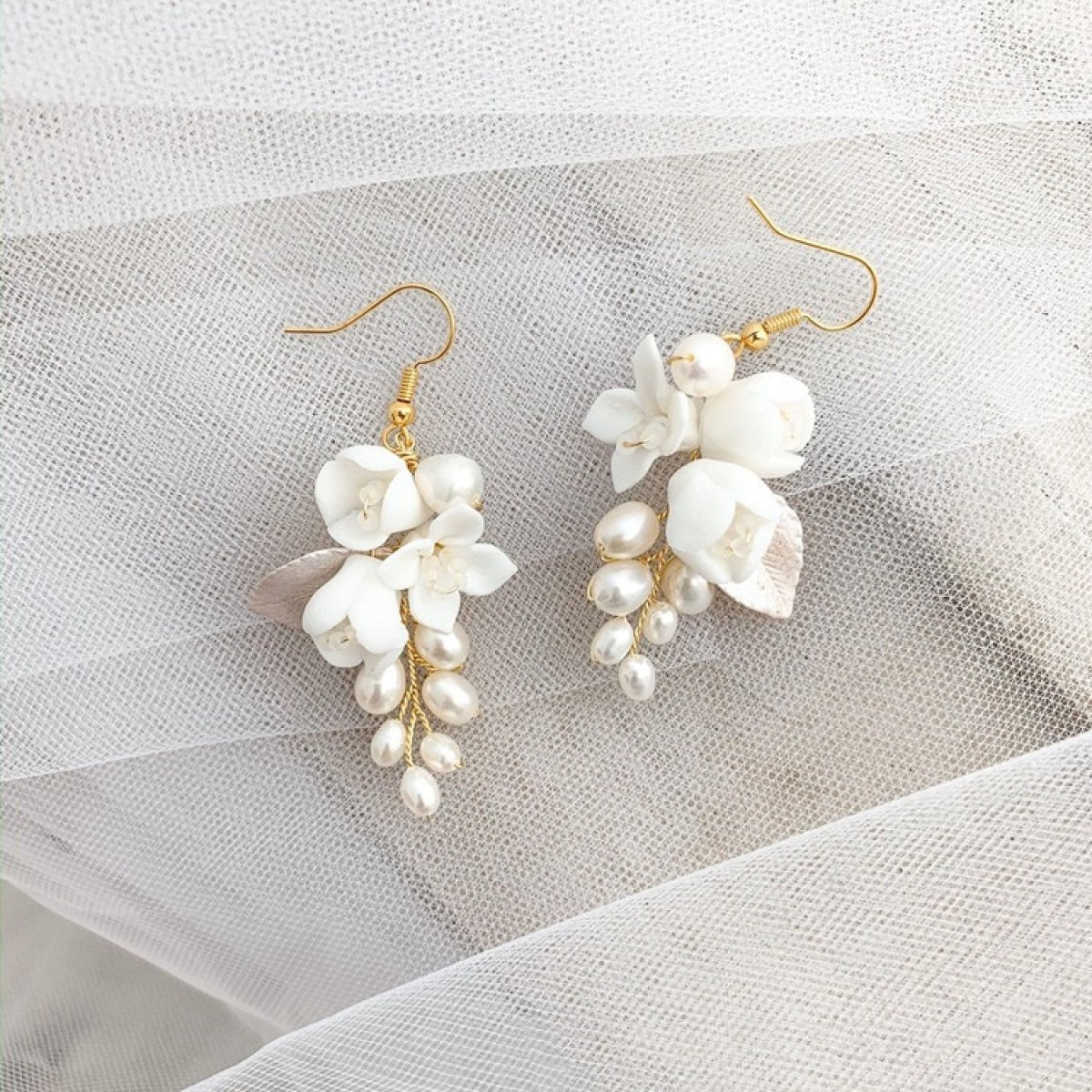 Baroque White Petal Earrings