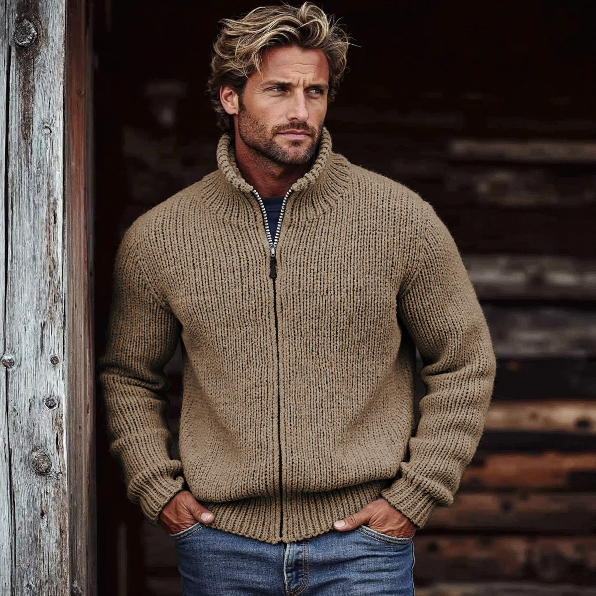 Men's Vintage Solid Color Turtleneck Sweater artswardrobe