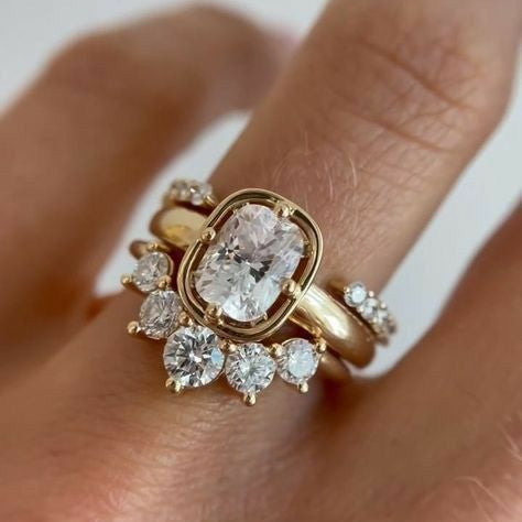 White Zirconia Golden Ring Set