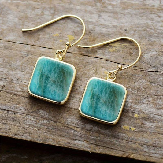 Turquoise Square Stone Earrings