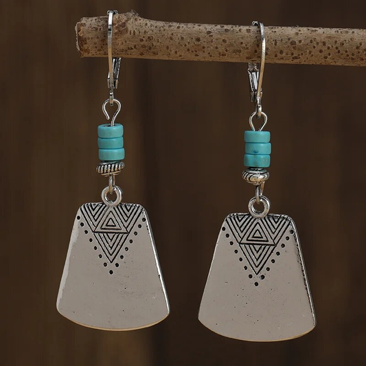 Turquoise Stone Shovel Earrings
