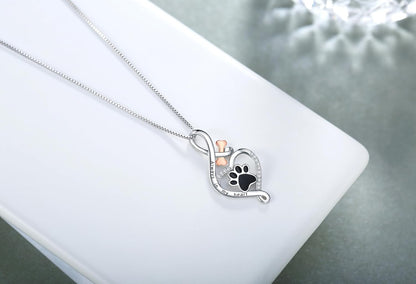 Lucky Paw Necklace With Heart, Bone & Infinity ��� ���Always In My Heart��� Pendant