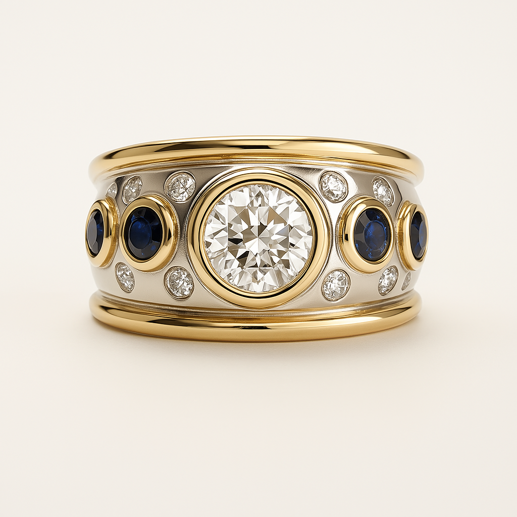 Vintage Golden Inlaid Zirconia Ring