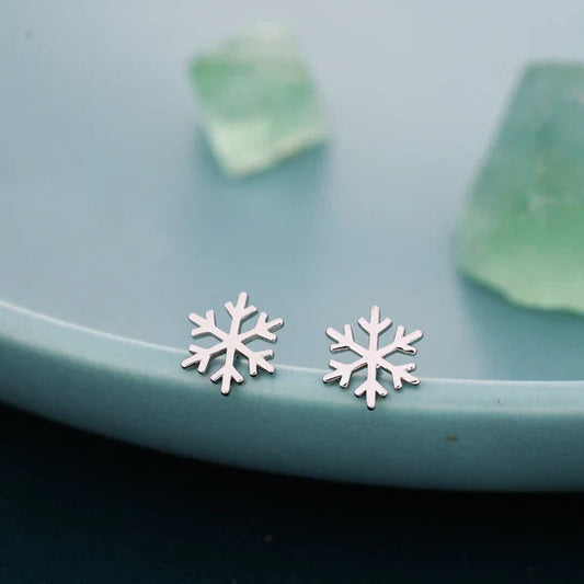Snowflake Stud Earrings In Sterling Silver