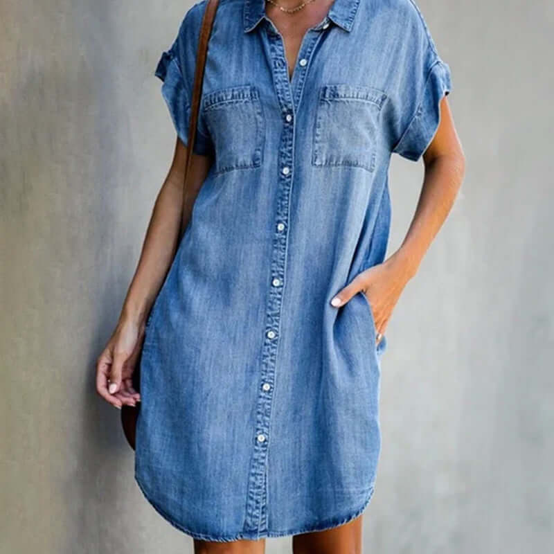LD Denim mini jurk met knoopsluiting