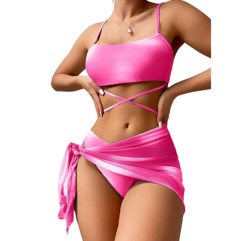 Luciana® | 3-piece Bikini Swimsuit With Laces and Beach Skirt