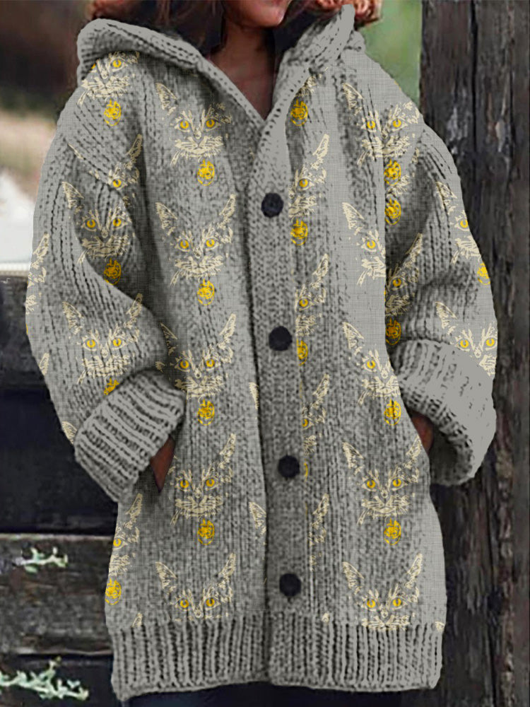 Lovely Cats Pattern Cozy Hooded Cardigan elevenforest