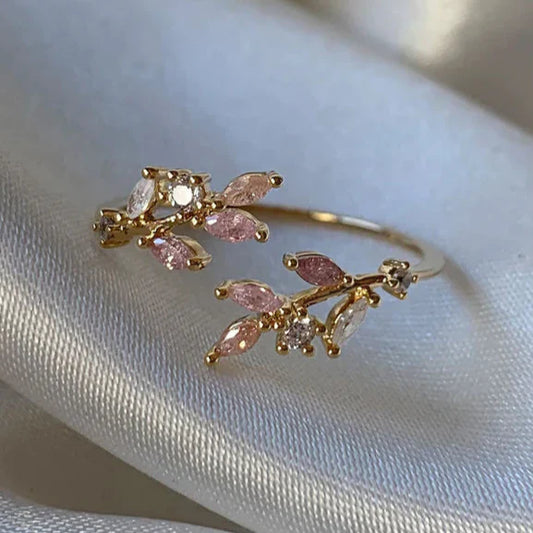 Pink Leaf Bright Ring