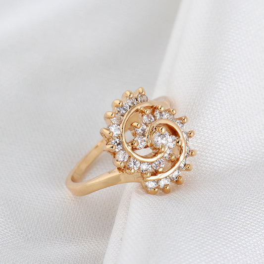Diamond Swirl Halo Ring