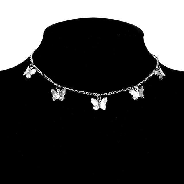 Silver And Gold Plated Butterfly Necklace