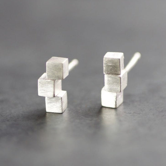 Silver Cube Earrings