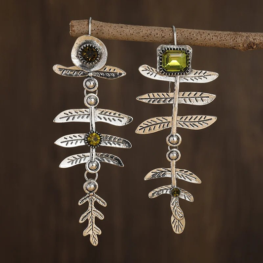 Silver Leaf Zirconia Earrings