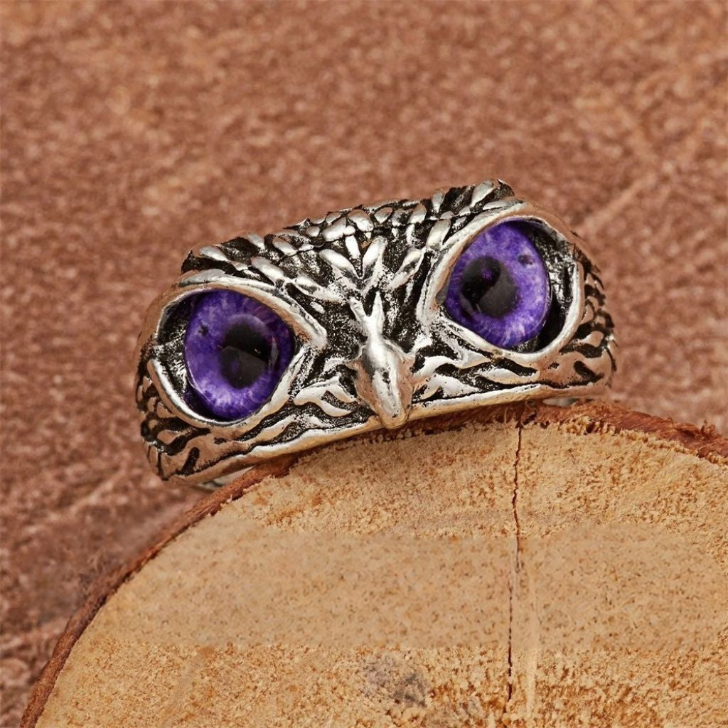 Vintage Amethyst Owl Ring