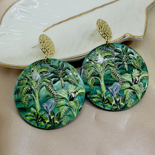Rounded Green Earrings