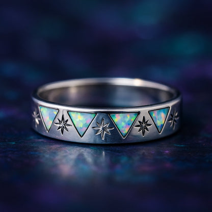 Opal & Diamond Sterling Silver Ring