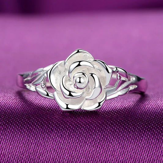 Silver Rose Bloom Ring