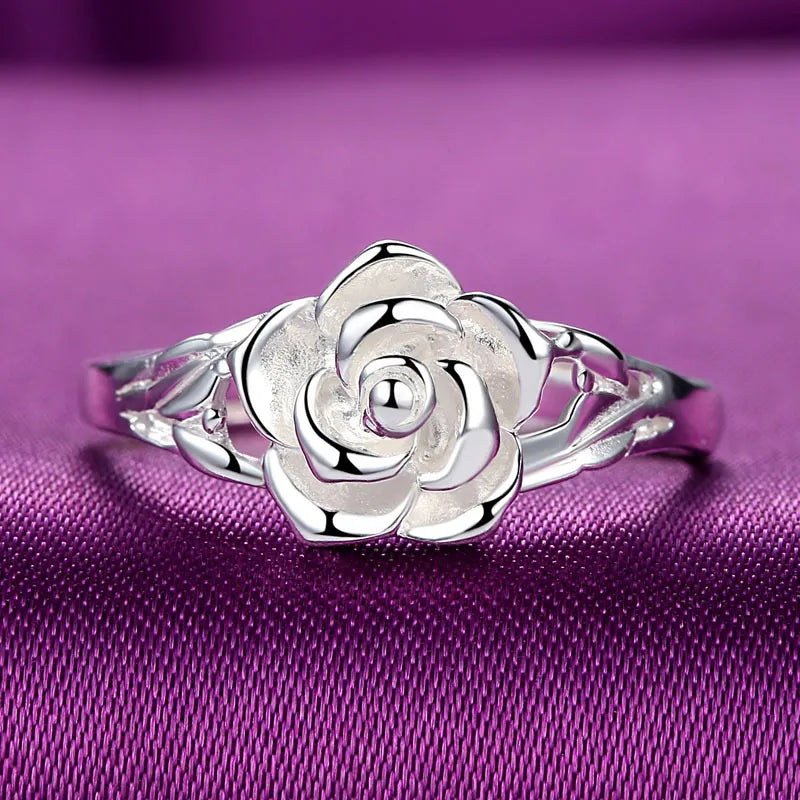 Silver Rose Bloom Ring