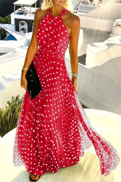 LD print patchwork halterneck geplooide jurken