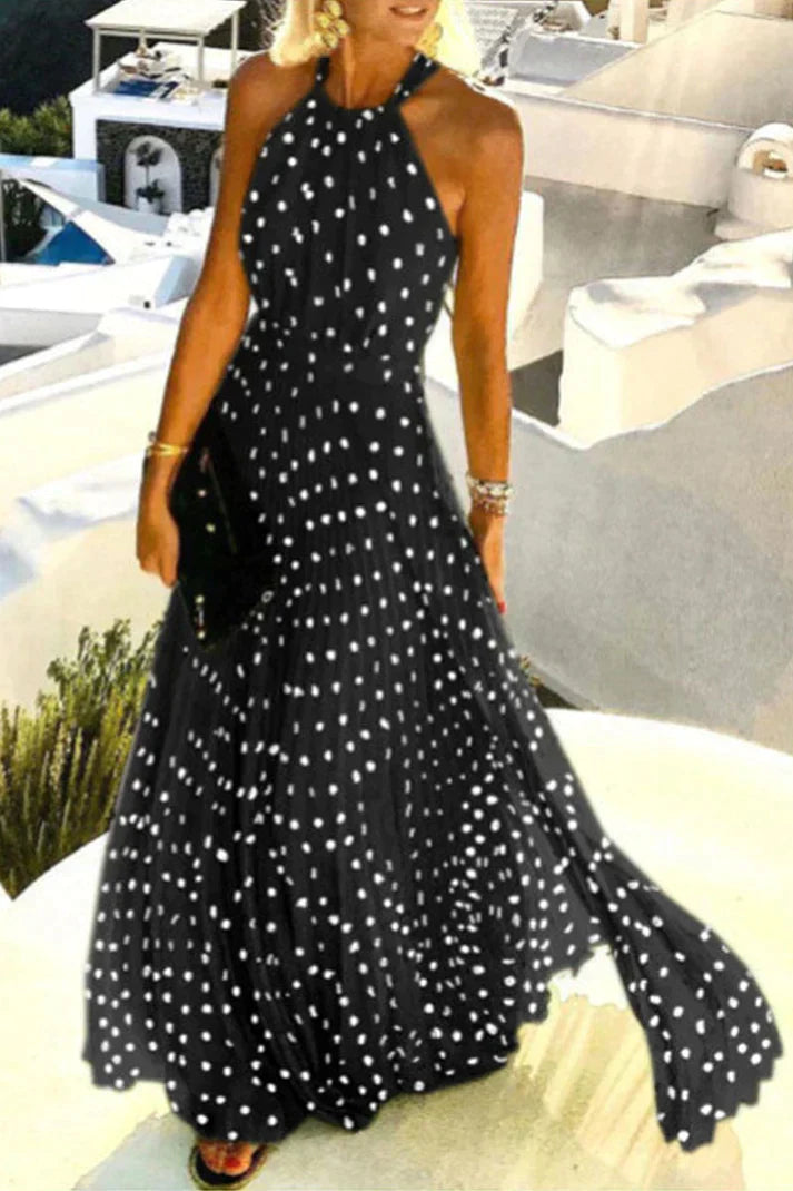 LD print patchwork halterneck geplooide jurken