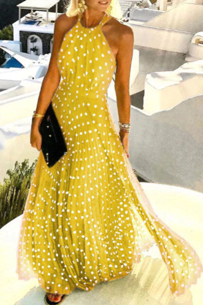 LD print patchwork halterneck geplooide jurken