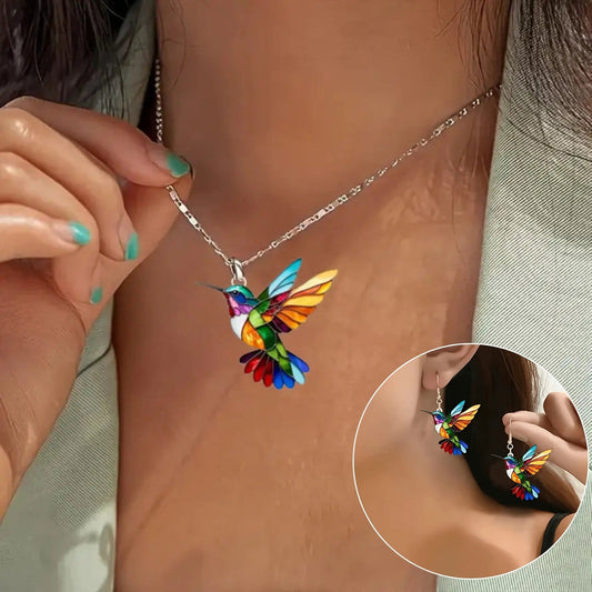 Beautiful Hummingbird Necklace With Bonus Earrings ��� Offer