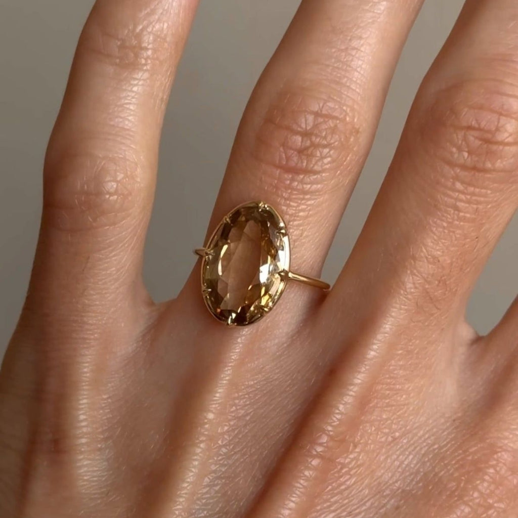 Golden Amber Oval Ring