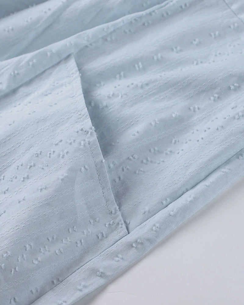 LD | A-lijn mini jurk met V-hals, 3/4 mouwen en zakken