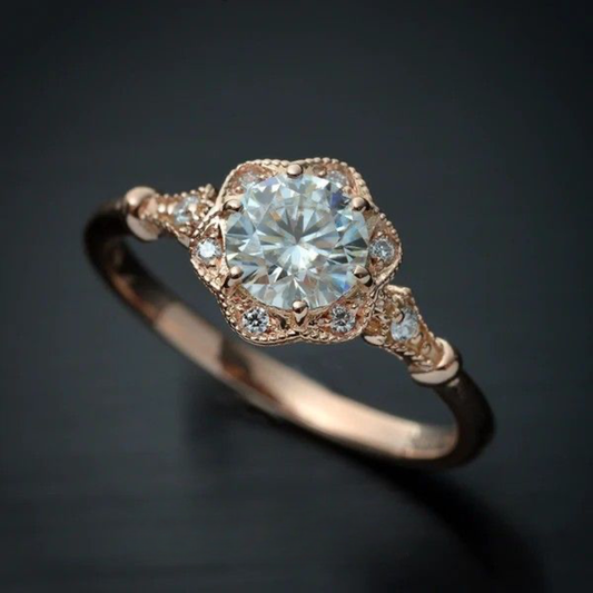 Rose Halo Engagement Ring