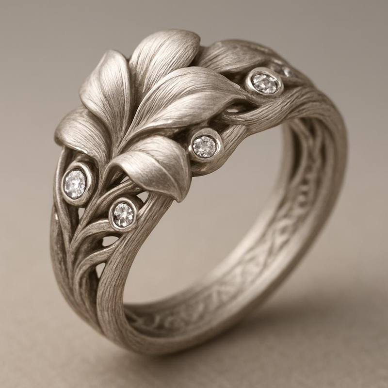 Silver Lily Leaf Ring