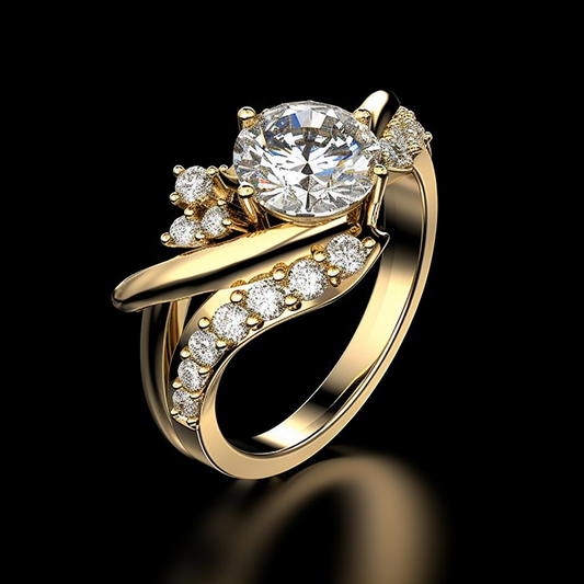 Golden Petal Halo Ring