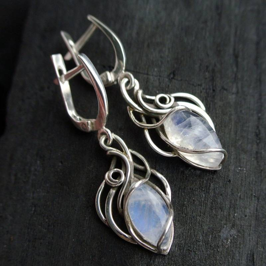 White Crystal Silver Earrings