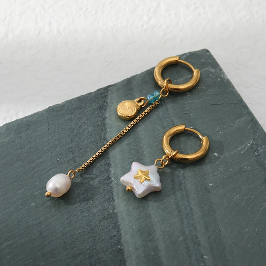 White Star Gold Earrings