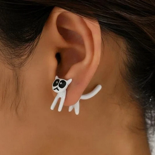 White Kitty Earrings