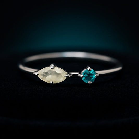 Aquamarine & Blue Topaz Stacking Silver Sterling Ring