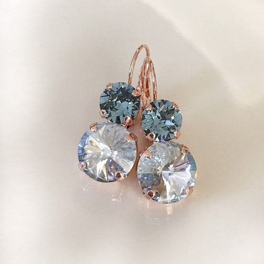 White & Blue Crystal Earrings