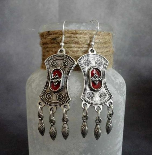 Silvered Dangling Earrings
