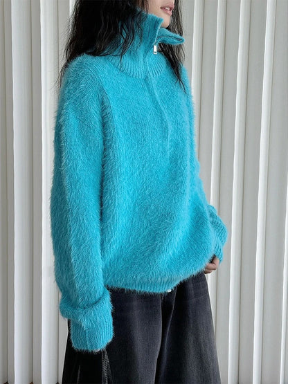 LD Fluffy trui met ritssluiting