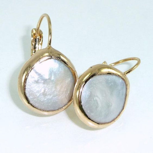 White Stone Golden Earrings