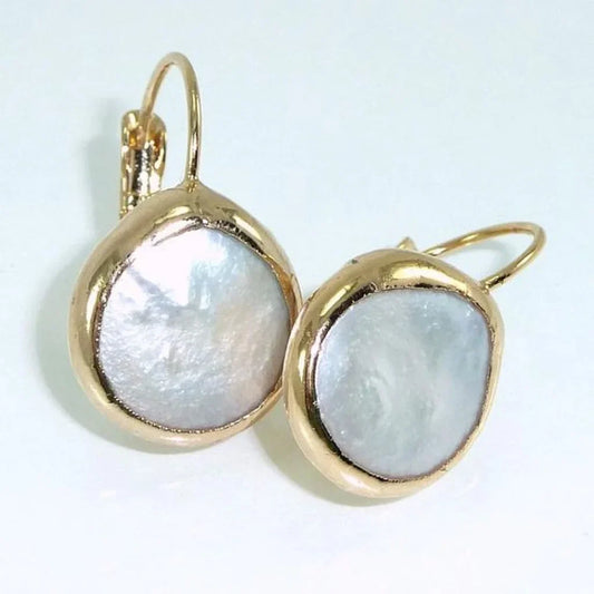 White Stone Golden Earrings