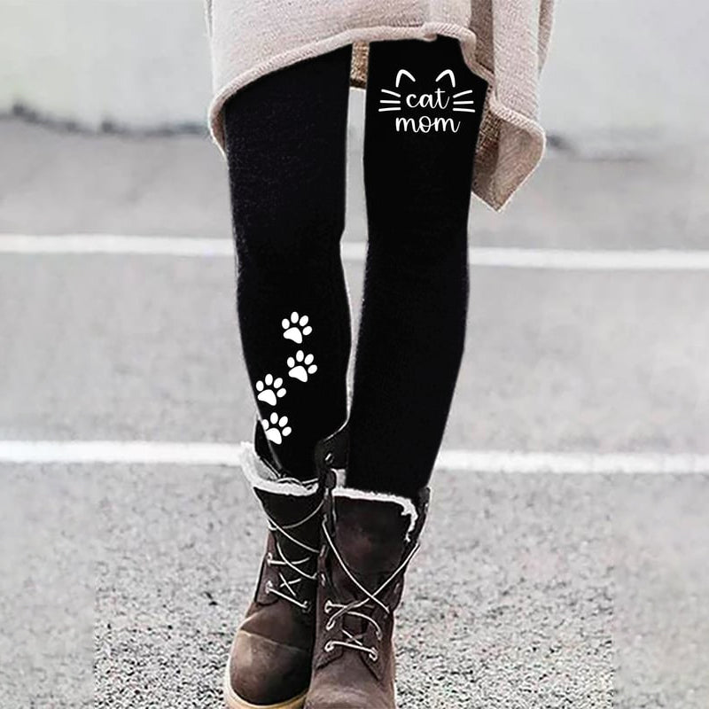 Cat Mom Printed Casual Leggings elevenforest